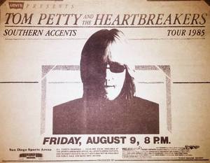 Concert poster from Tom Petty and The Heartbreakers - San Diego Sports Arena, San Diego, CA, USA - Aug 9, 1985