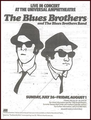 Concert poster from Blues Brothers - Universal Amphitheatre, Universal City, CA, USA - Jul 30, 1980