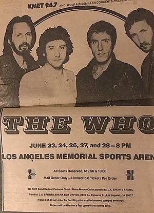 Concert poster from The Who - Los Angeles Sports Arena, Los Angeles, CA, USA - Jun 27, 1980