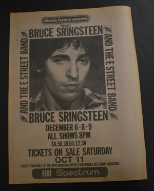 Concert poster from Bruce Springsteen - First Union Spectrum, Philadelphia, PA, USA - Dec 6, 1980