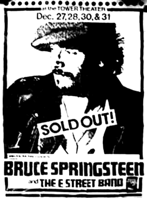 Concert poster from Bruce Springsteen - Tower Theatre, Upper Darby, PA, USA - Dec 27, 1975