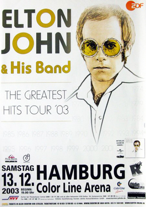 Concert poster from Elton John - Color Line Arena, Hamburg, Germany - Dec 13, 2003