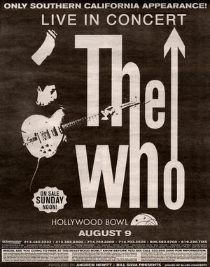 Concert poster from The Who - Hollywood Bowl, Los Angeles, CA, USA - Aug 9, 2004