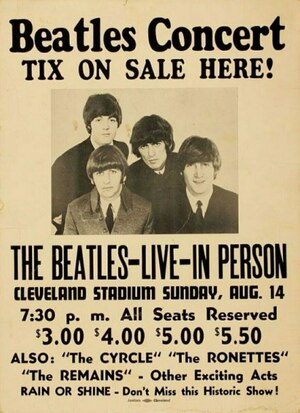 Concert poster from The Beatles - Cleveland Stadium, Cleveland, OH, USA - Aug 14, 1966