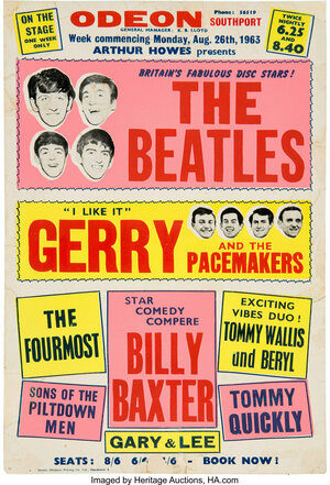Concert poster from The Beatles - Odeon Cinema, Southport, England - Aug 26, 1963