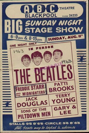 Concert poster from The Beatles - ABC Theatre, Blackpool, England - 11. Aug 1963