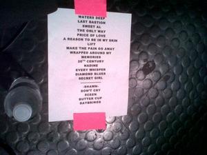 Setlist photo from Brad - Troubadour, West Hollywood, CA, USA - May 3, 2012