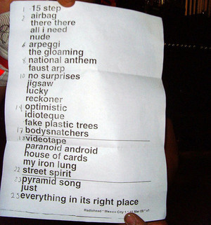 Setlist photo from Radiohead - Foro Sol, Mexico City, Mexico - Mar 15, 2009
