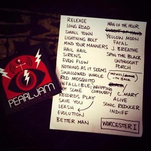 Setlist photo from Pearl Jam - DCU Center, Worcester, MA, USA - Oct 15, 2013