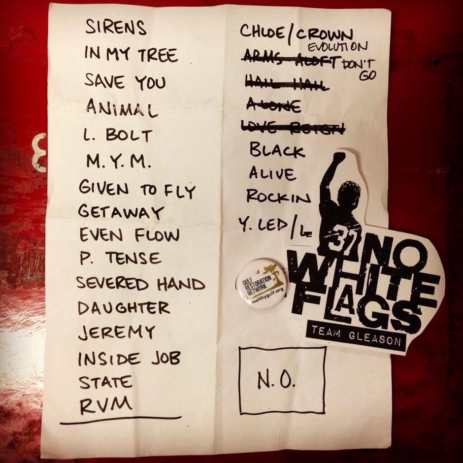 Setlist photo from Pearl Jam, City Park, New Orleans, LA, USA, November  1st, 2013 Concert Setlist | Setlisting