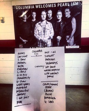 Setlist photo from Pearl Jam - Colonial Life Arena, Columbia, SC, USA - 21. Apr 2016